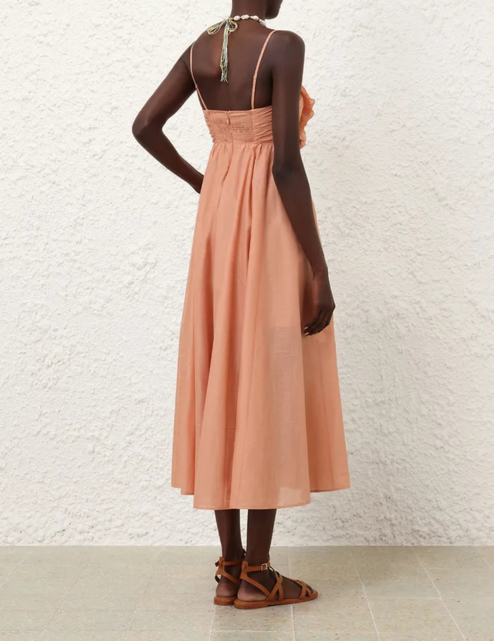 Women Zimmermann Clothing Acacia Ruffle Maxi Dress Tan