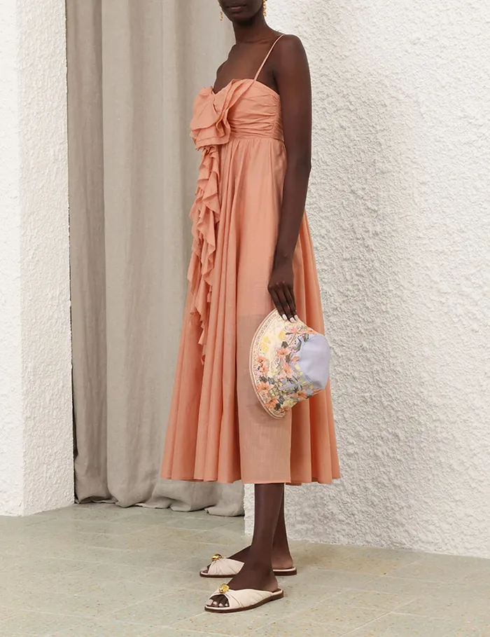 Women Zimmermann Clothing Acacia Ruffle Maxi Dress Tan