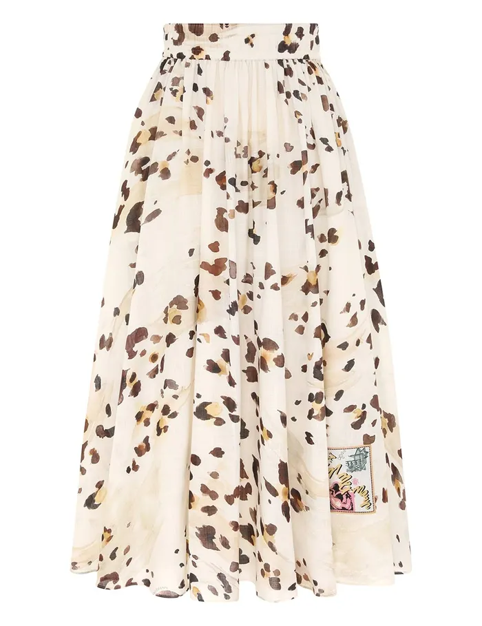 Women Zimmermann Clothing Acacia Swing Skirt Watercolour Leopard