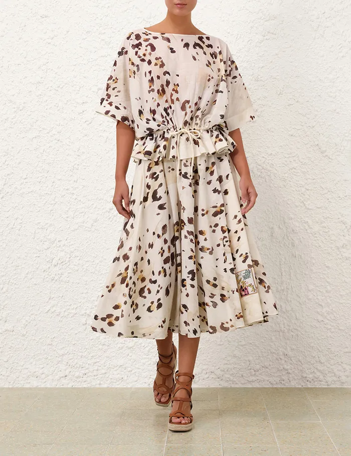 Women Zimmermann Clothing Acacia Swing Skirt Watercolour Leopard