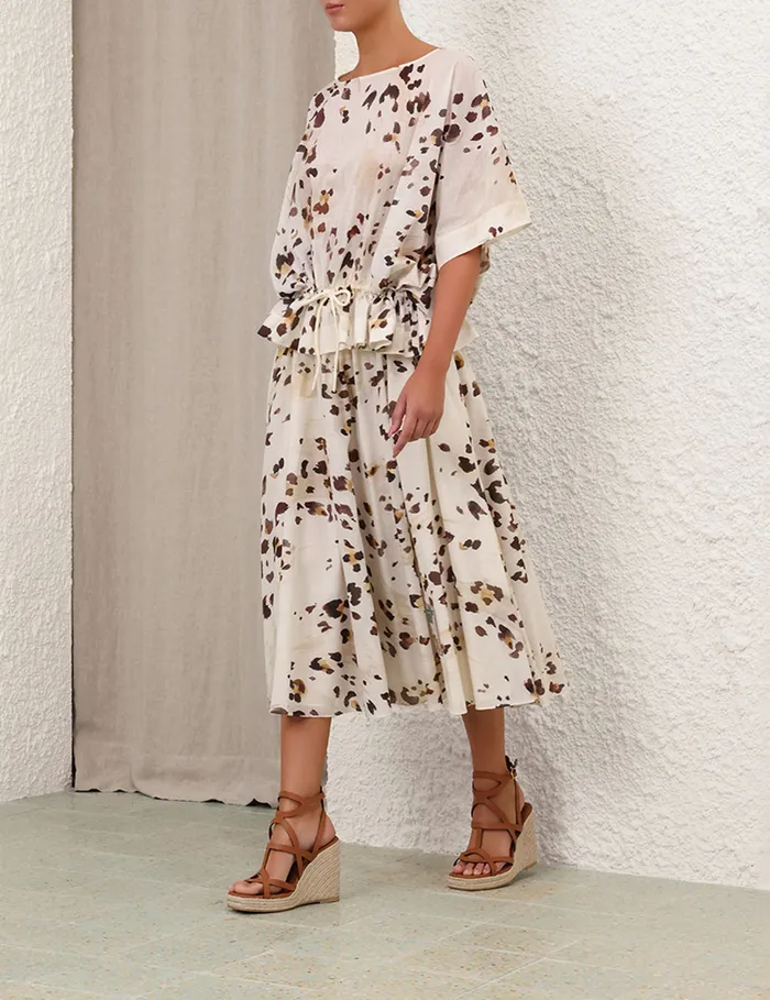 Women Zimmermann Clothing Acacia Swing Skirt Watercolour Leopard