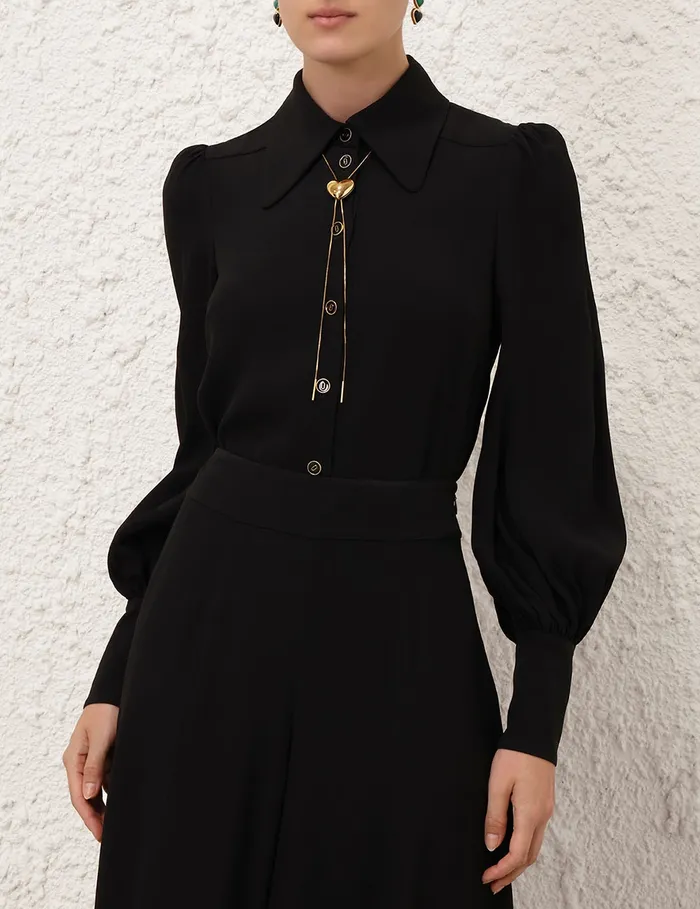 Women Zimmermann Clothing Collared Blouse Black