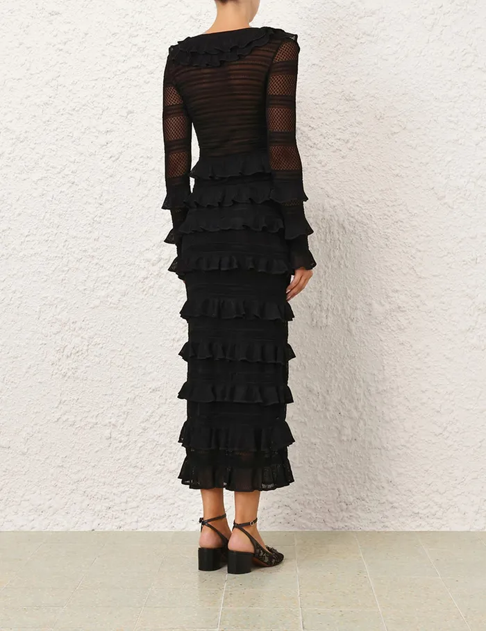 Women Zimmermann Clothing Crush Frilled VNeck Top Black