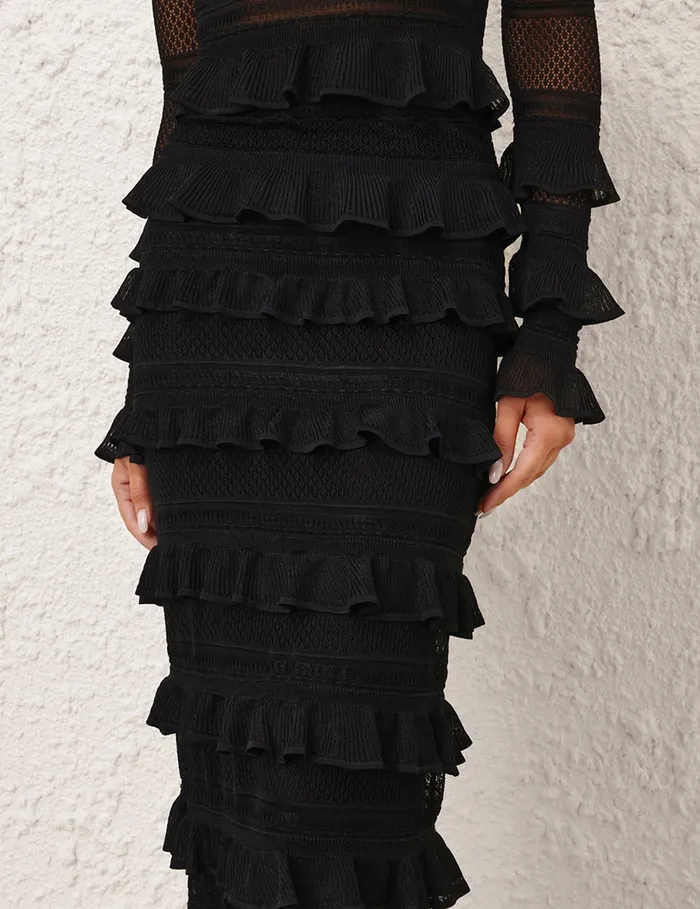 Women Zimmermann Clothing Crush Frilled VNeck Top Black