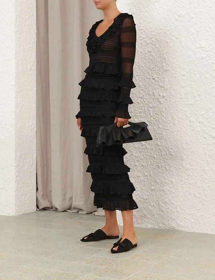 Women Zimmermann Clothing Crush Frilled VNeck Top Black