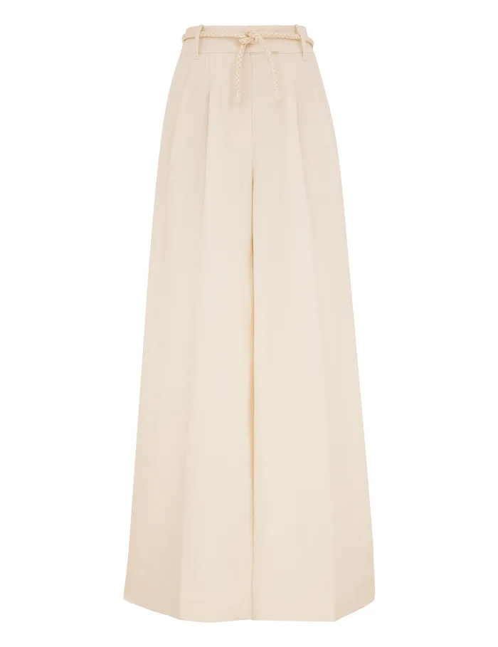 Women Zimmermann Clothing Crush Linen Wide Leg Pant Cream