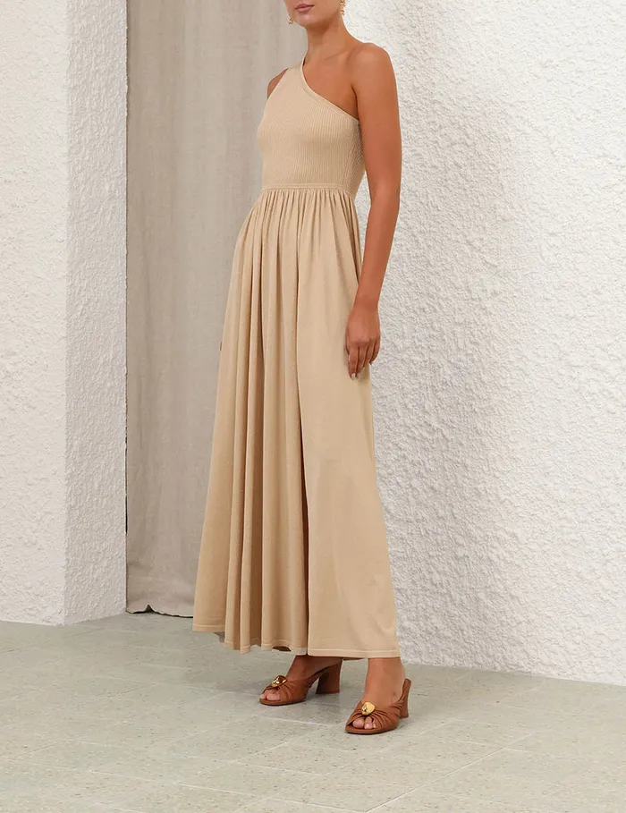 Women Zimmermann Clothing Crush Metallic Asymmetric Maxi Gold