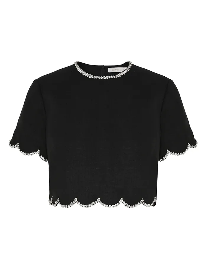 Women Zimmermann Clothing Crush Scalloped Top Black