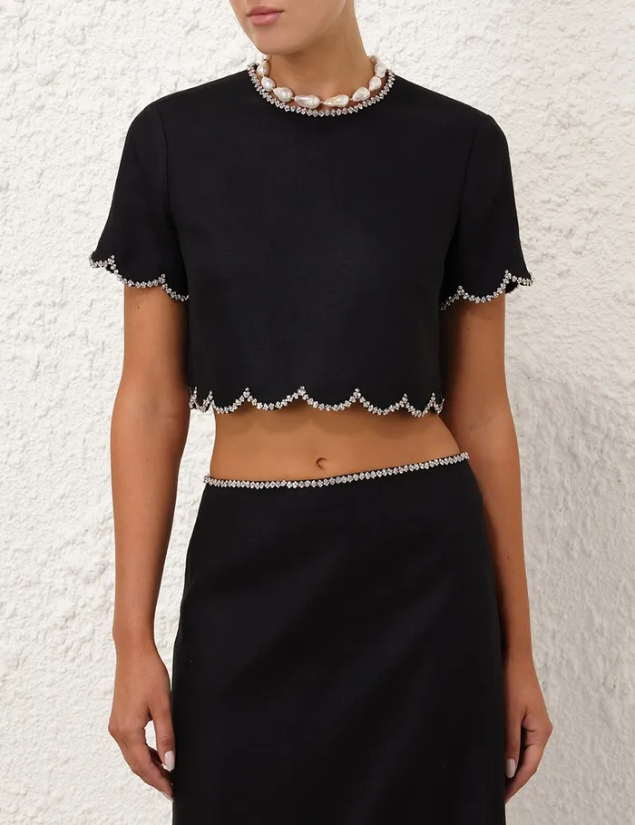 Women Zimmermann Clothing Crush Scalloped Top Black