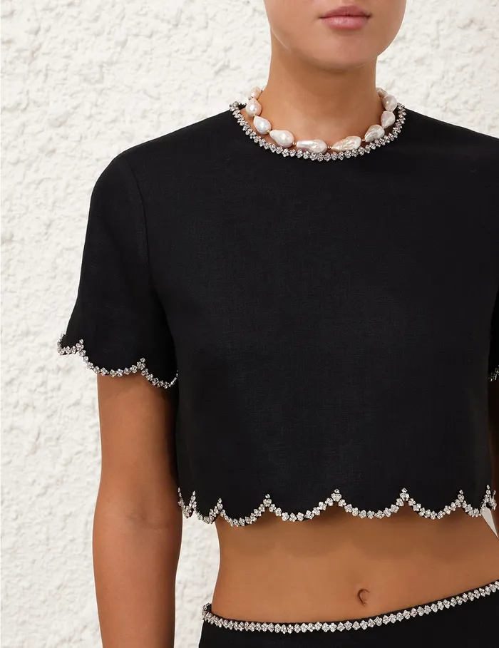Women Zimmermann Clothing Crush Scalloped Top Black