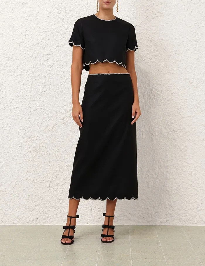 Women Zimmermann Clothing Crush Scalloped Top Black
