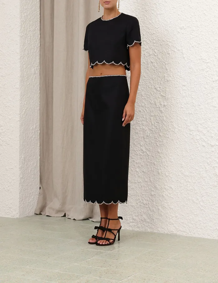 Women Zimmermann Clothing Crush Scalloped Top Black