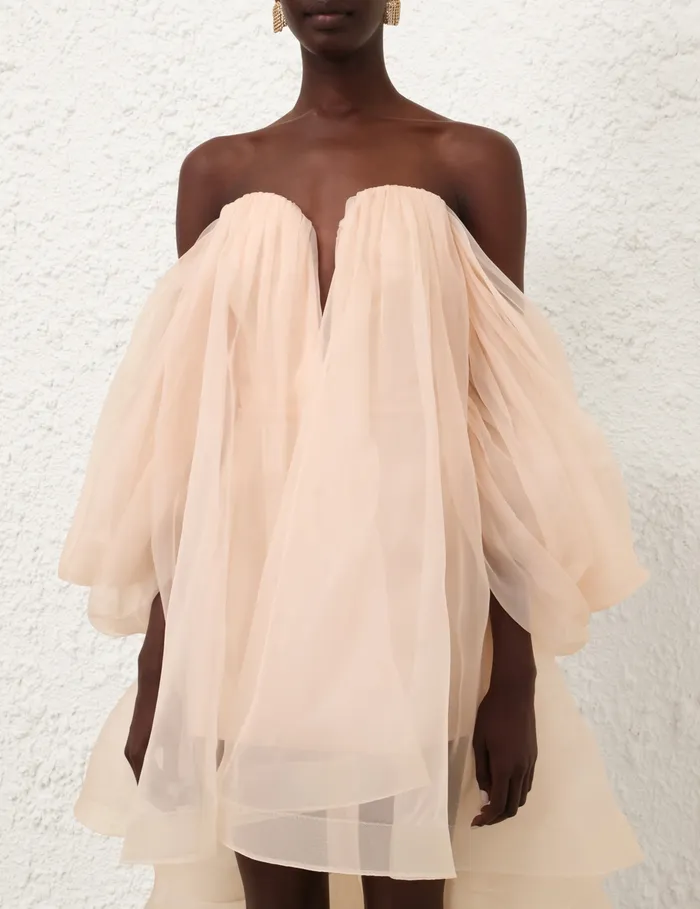 Women Zimmermann Clothing Crush Strapless Mini Dress Peach