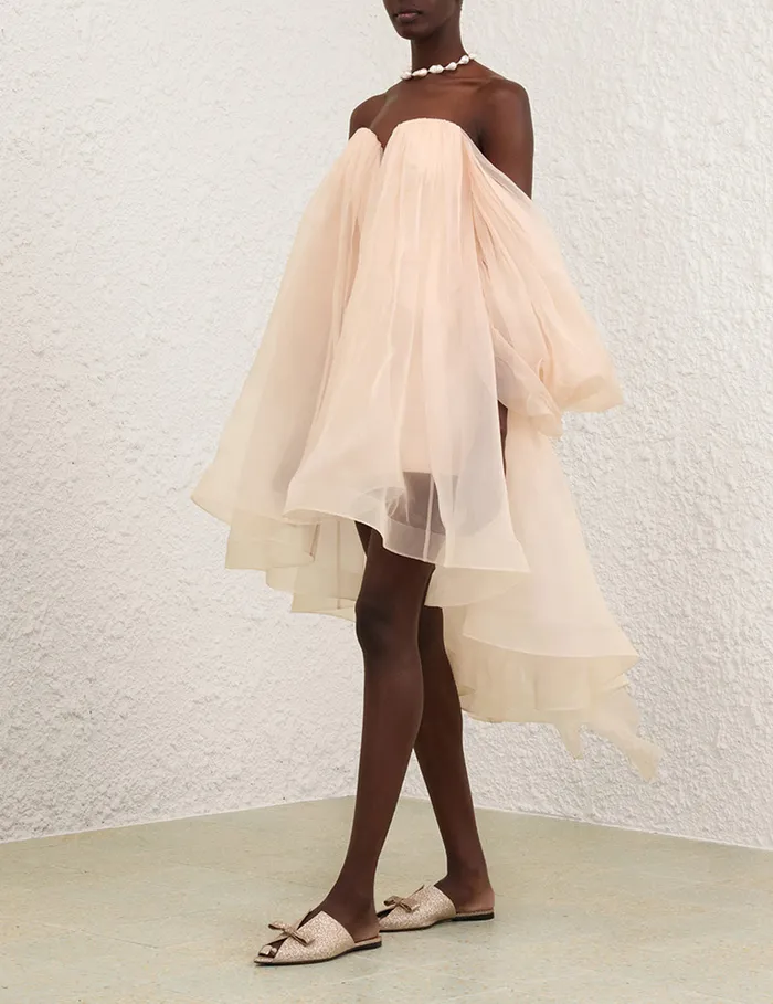 Women Zimmermann Clothing Crush Strapless Mini Dress Peach