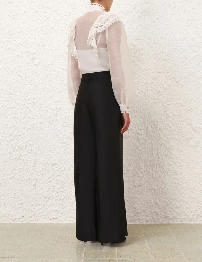 Women Zimmermann Clothing Crush Tuck Wide Leg Pant Black