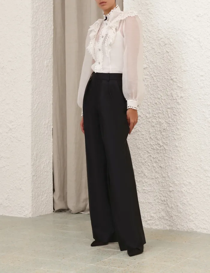 Women Zimmermann Clothing Crush Tuck Wide Leg Pant Black