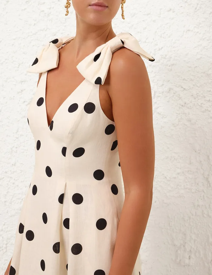 Women Zimmermann Clothing Crush V Neck Midi Dress Creamblack Dot