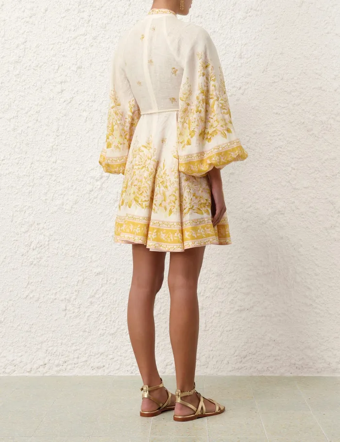 Women Zimmermann Clothing Golden Buttoned Mini Dress Pinkgold Floral
