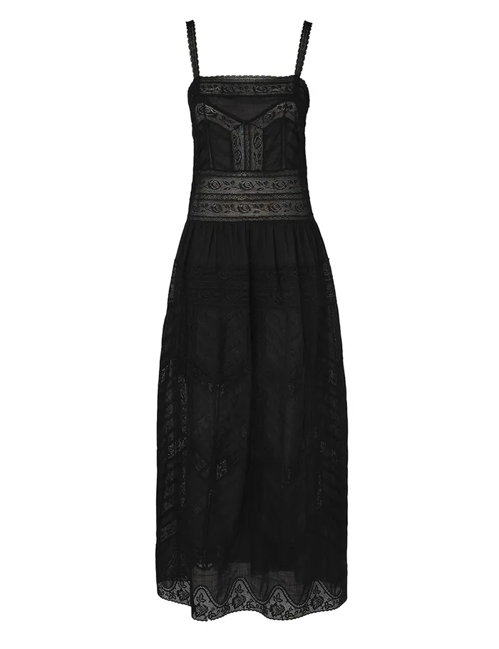 Women Zimmermann Clothing Halliday Lace Trim Slip Dress Black