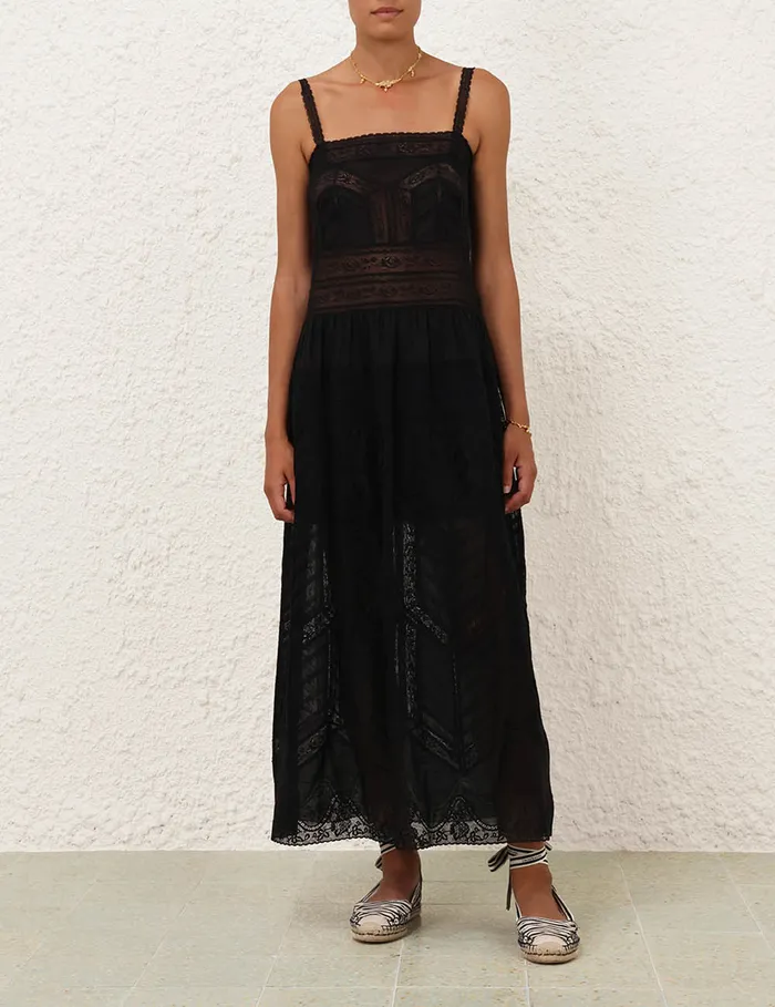Women Zimmermann Clothing Halliday Lace Trim Slip Dress Black