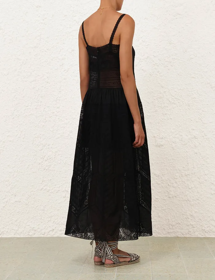 Women Zimmermann Clothing Halliday Lace Trim Slip Dress Black