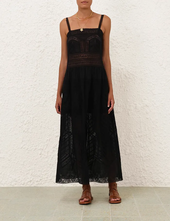 Women Zimmermann Clothing Halliday Lace Trim Slip Dress Black