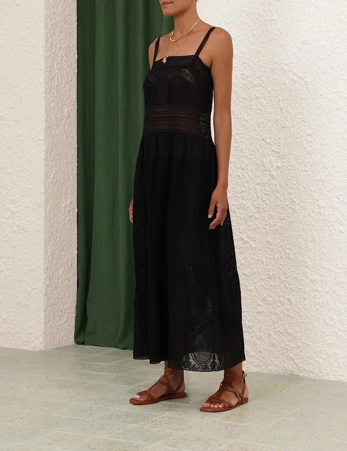 Women Zimmermann Clothing Halliday Lace Trim Slip Dress Black