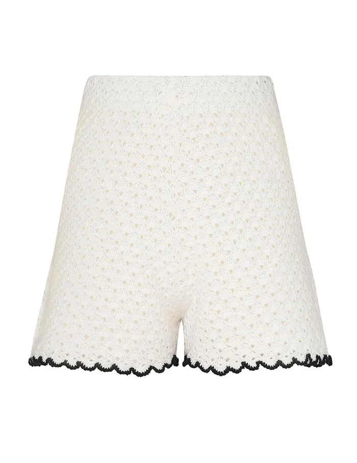 Women Zimmermann Clothing Halliday Scallop Shorts Blackivory