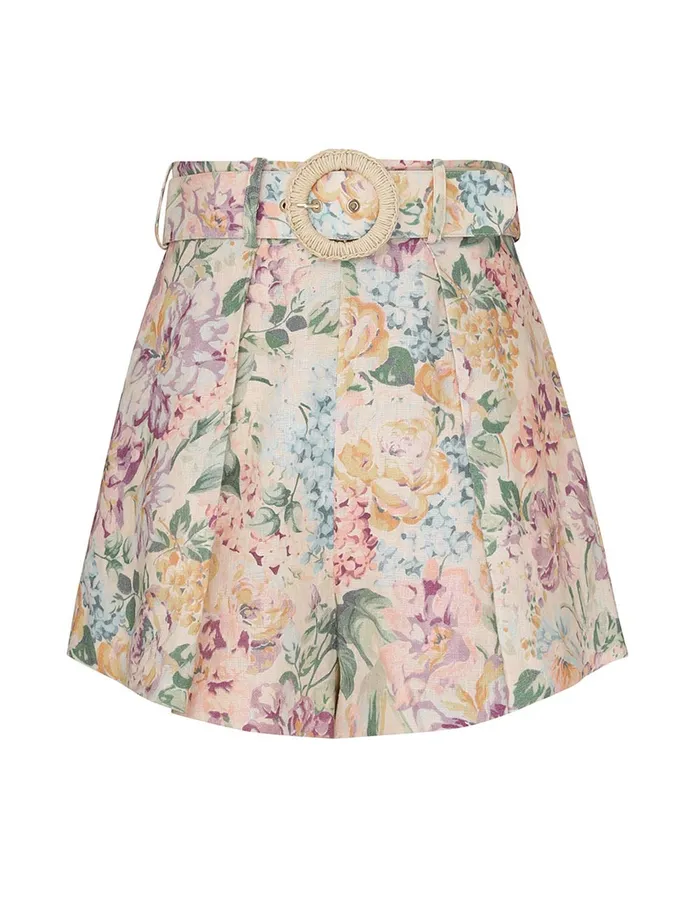 Women Zimmermann Clothing Halliday Tuck Short Multi Watercolour Floral