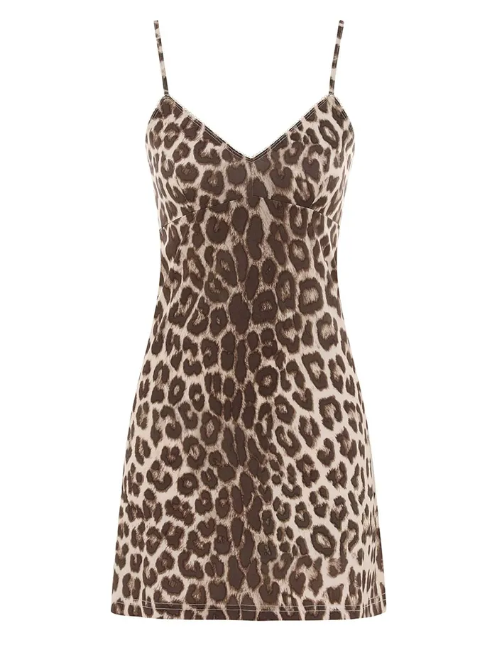 Women Zimmermann Clothing Illustration Billow Mini Dress Chocolate Leopard