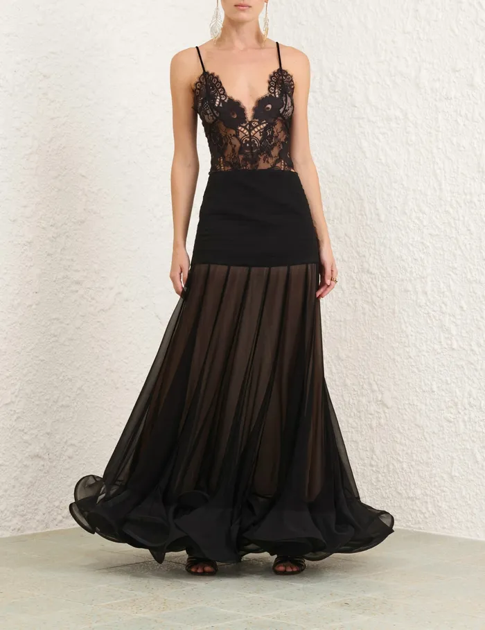 Women Zimmermann Clothing Illustration Flounce Skirt Black