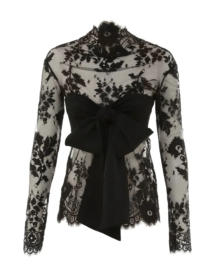 Women Zimmermann Clothing Illustration Lace Bow Bodice Black