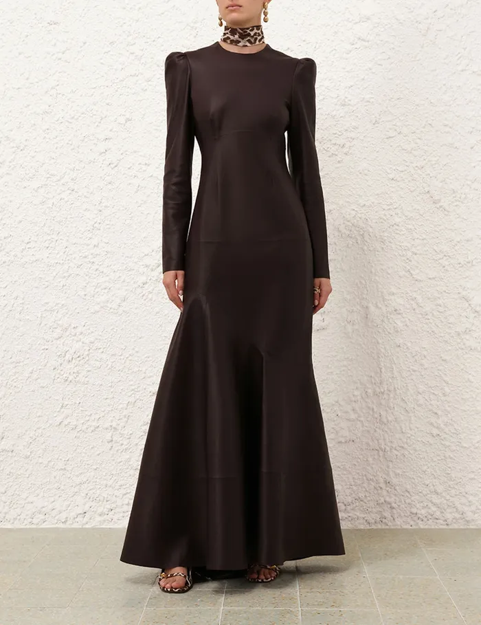 Women Zimmermann Clothing Illustration Leather Dress Mahogany