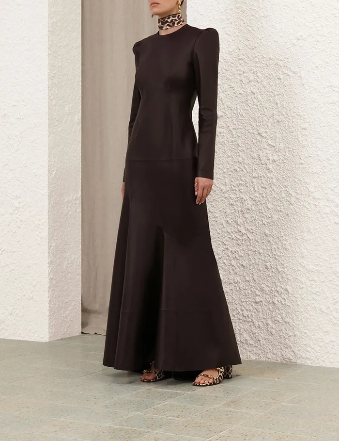 Women Zimmermann Clothing Illustration Leather Dress Mahogany