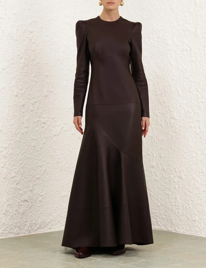 Women Zimmermann Clothing Illustration Leather Dress Mahogany