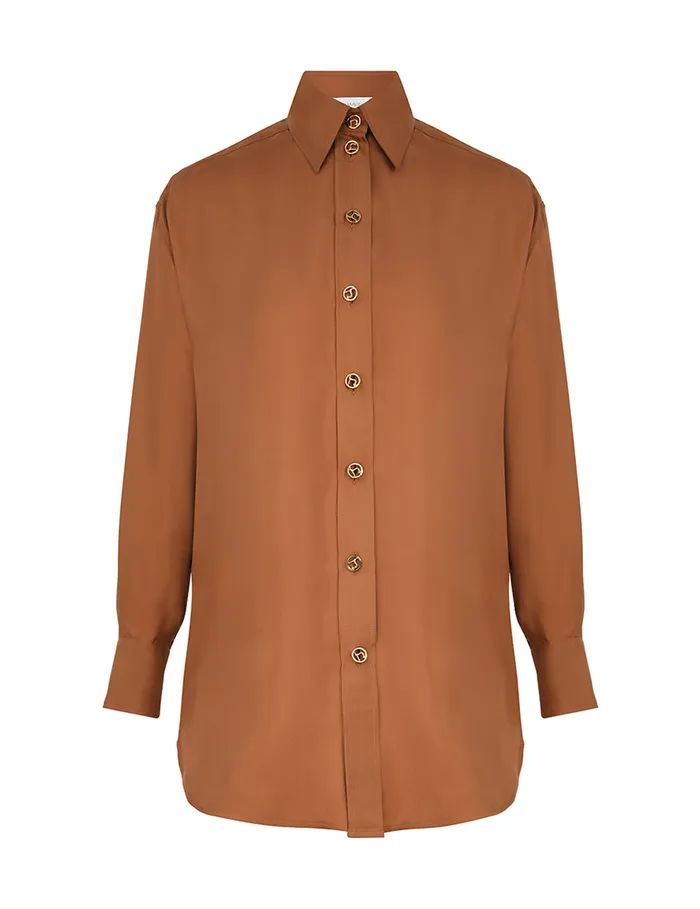 Women Zimmermann Clothing Illustration Relaxed Shirt Cognac