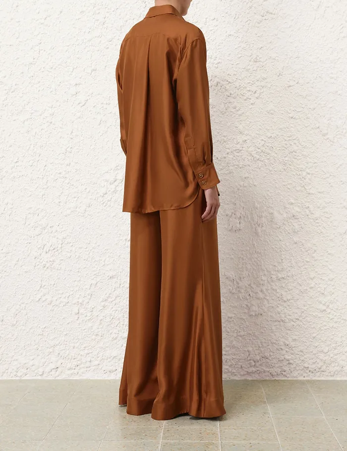 Women Zimmermann Clothing Illustration Relaxed Shirt Cognac