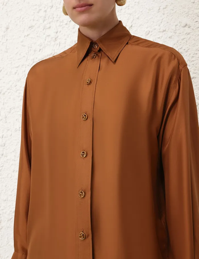 Women Zimmermann Clothing Illustration Relaxed Shirt Cognac