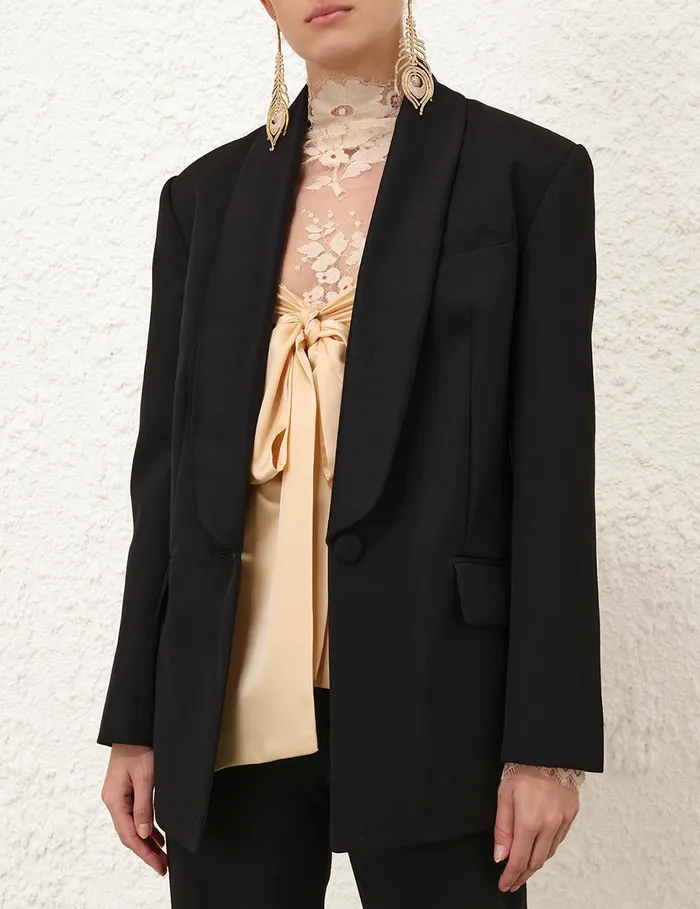 Women Zimmermann Clothing Illustration Shawl Tux Jacket Black