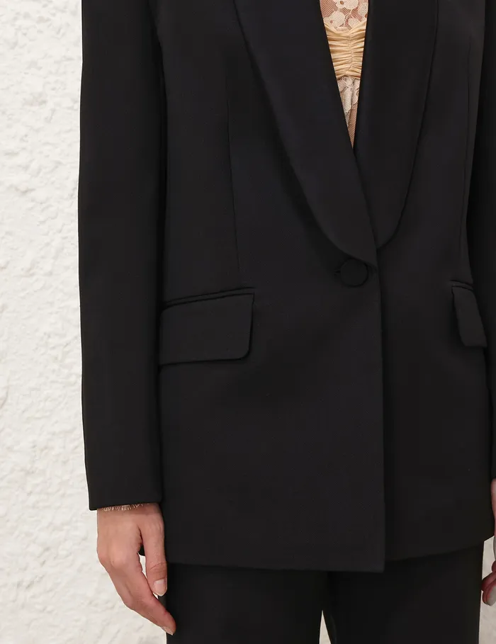 Women Zimmermann Clothing Illustration Shawl Tux Jacket Black