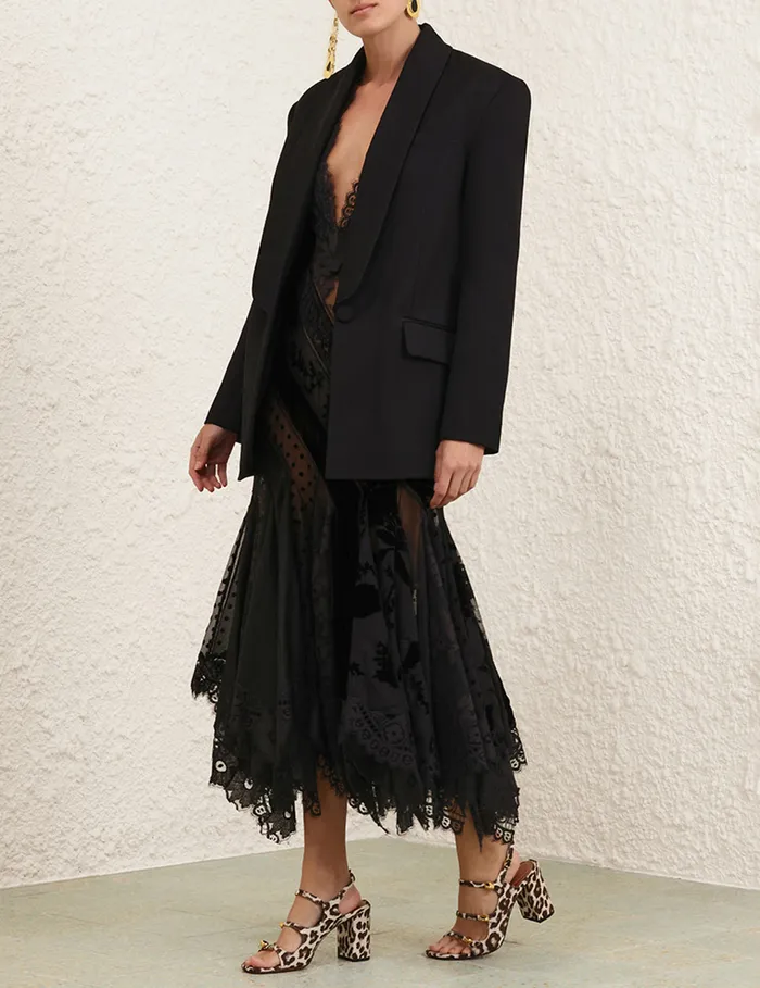 Women Zimmermann Clothing Illustration Shawl Tux Jacket Black