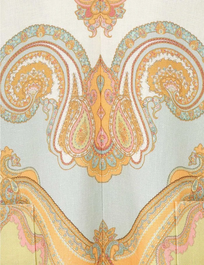 Women Zimmermann Clothing Maxine Tunic Mini Dress Gold Paisley