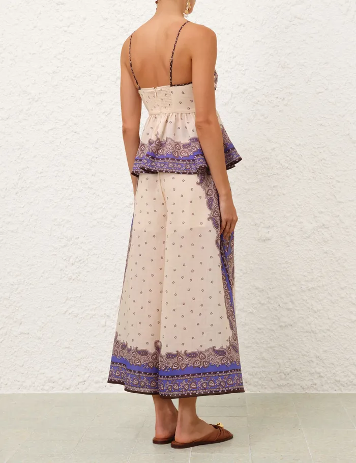 Women Zimmermann Clothing Maxine Wide Leg Cropped Pant Purple Paisley