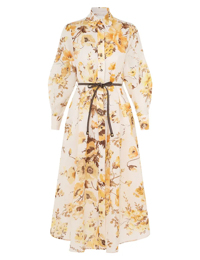 Women Zimmermann Clothing Ottie Tuck Shirt Dress Orange Floral