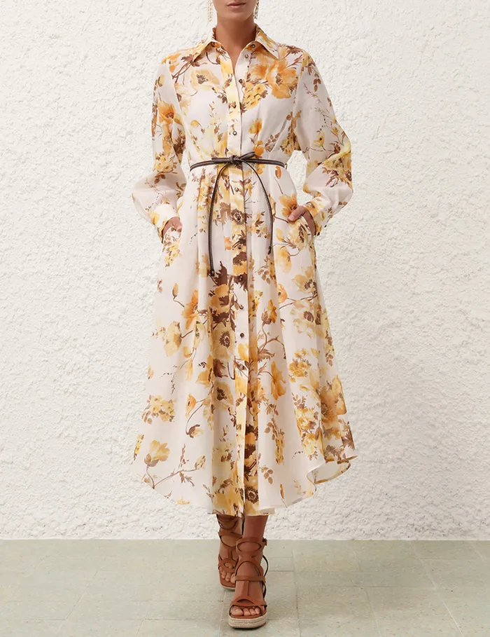 Women Zimmermann Clothing Ottie Tuck Shirt Dress Orange Floral