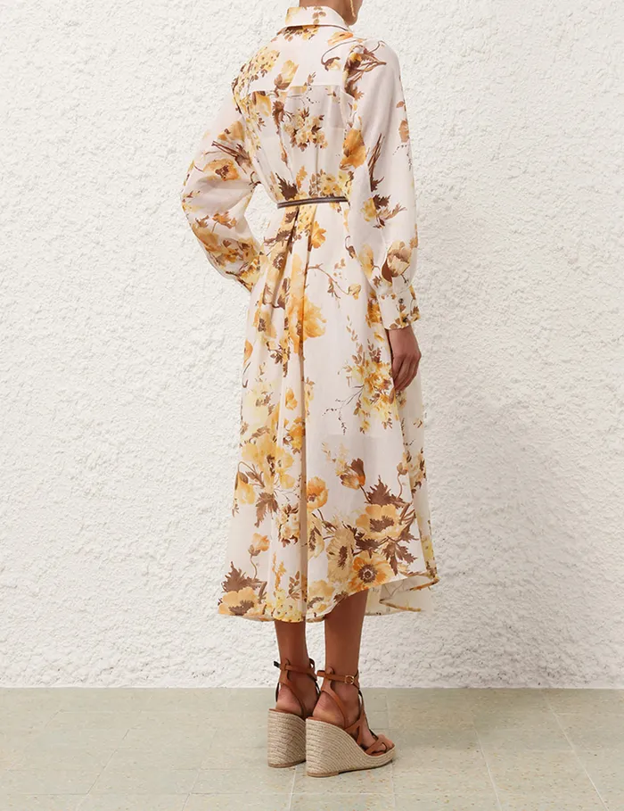 Women Zimmermann Clothing Ottie Tuck Shirt Dress Orange Floral