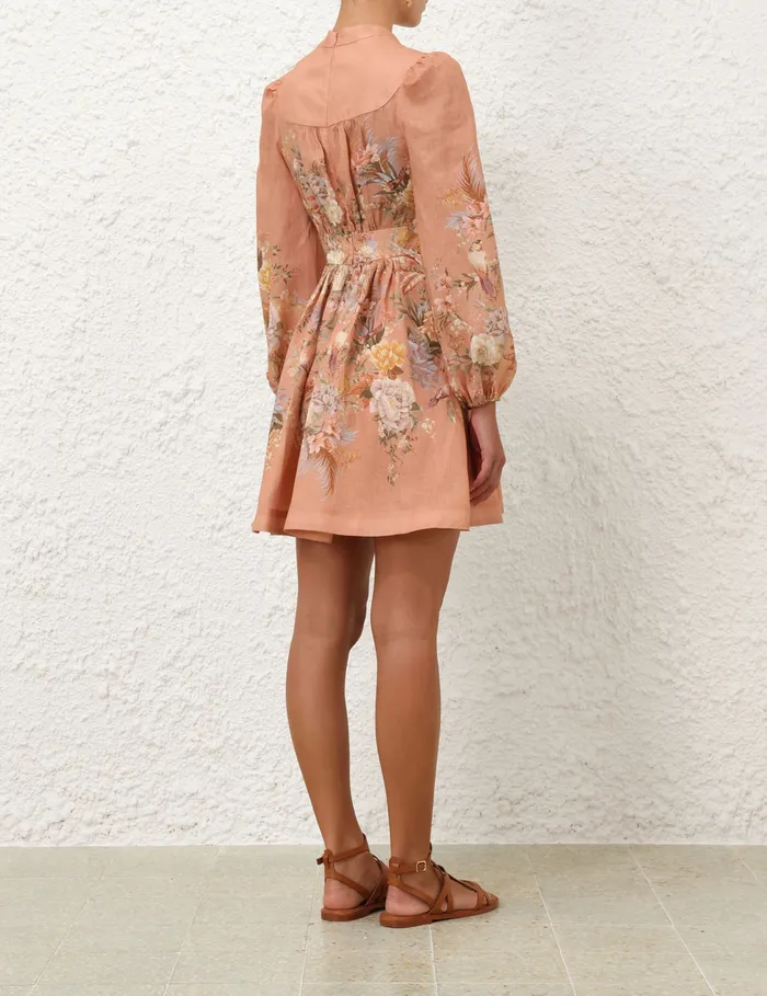 Women Zimmermann Clothing Tallow Plunge Mini Dress Pink Multi Floral