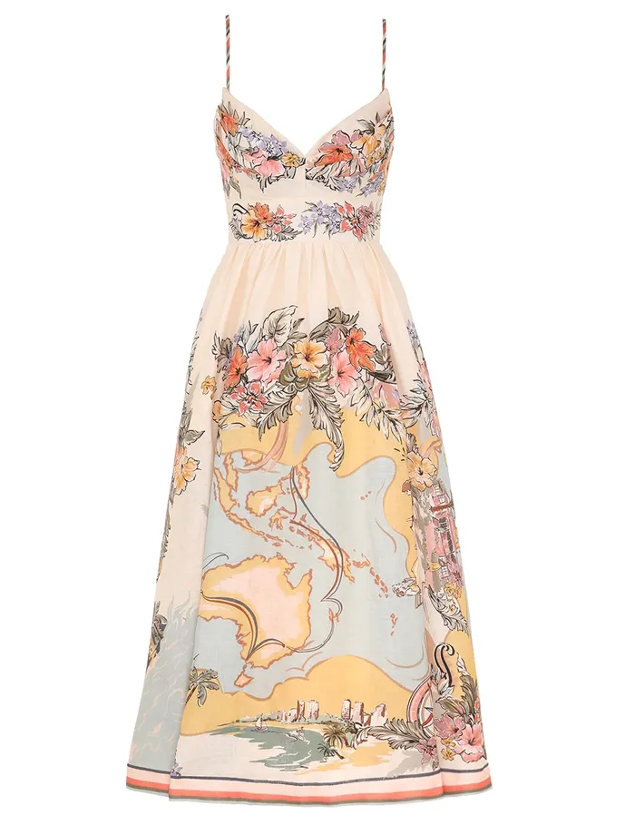 Women Zimmermann Clothing Tallow Tucked Bodice Dress Nautical Map
