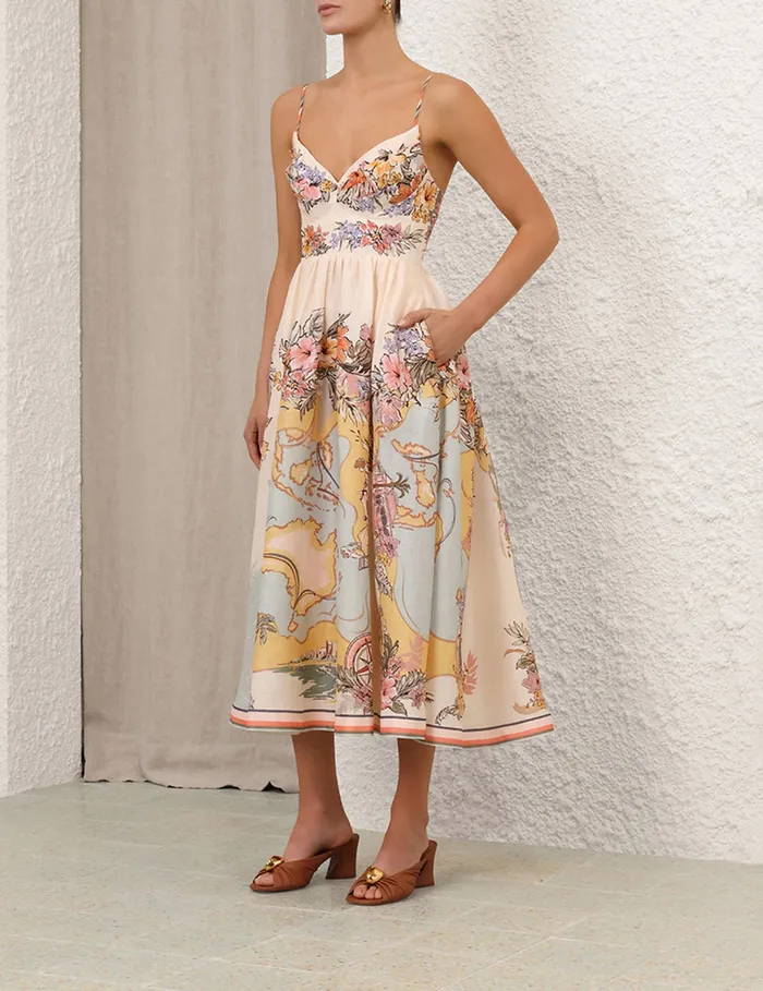 Women Zimmermann Clothing Tallow Tucked Bodice Dress Nautical Map
