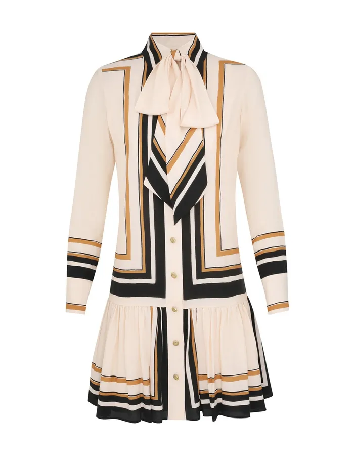 Women Zimmermann Clothing Tie Neck Mini Dress Stripe